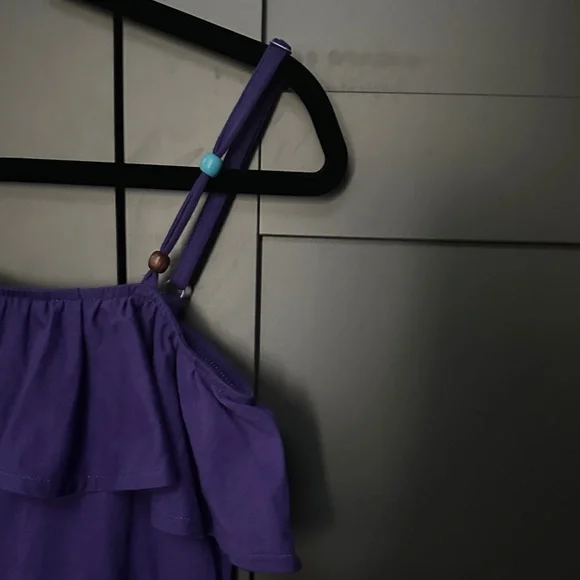 ROXY Purple Ruffled One-Shoulder Top. Size Small. - Picture 4 of 10